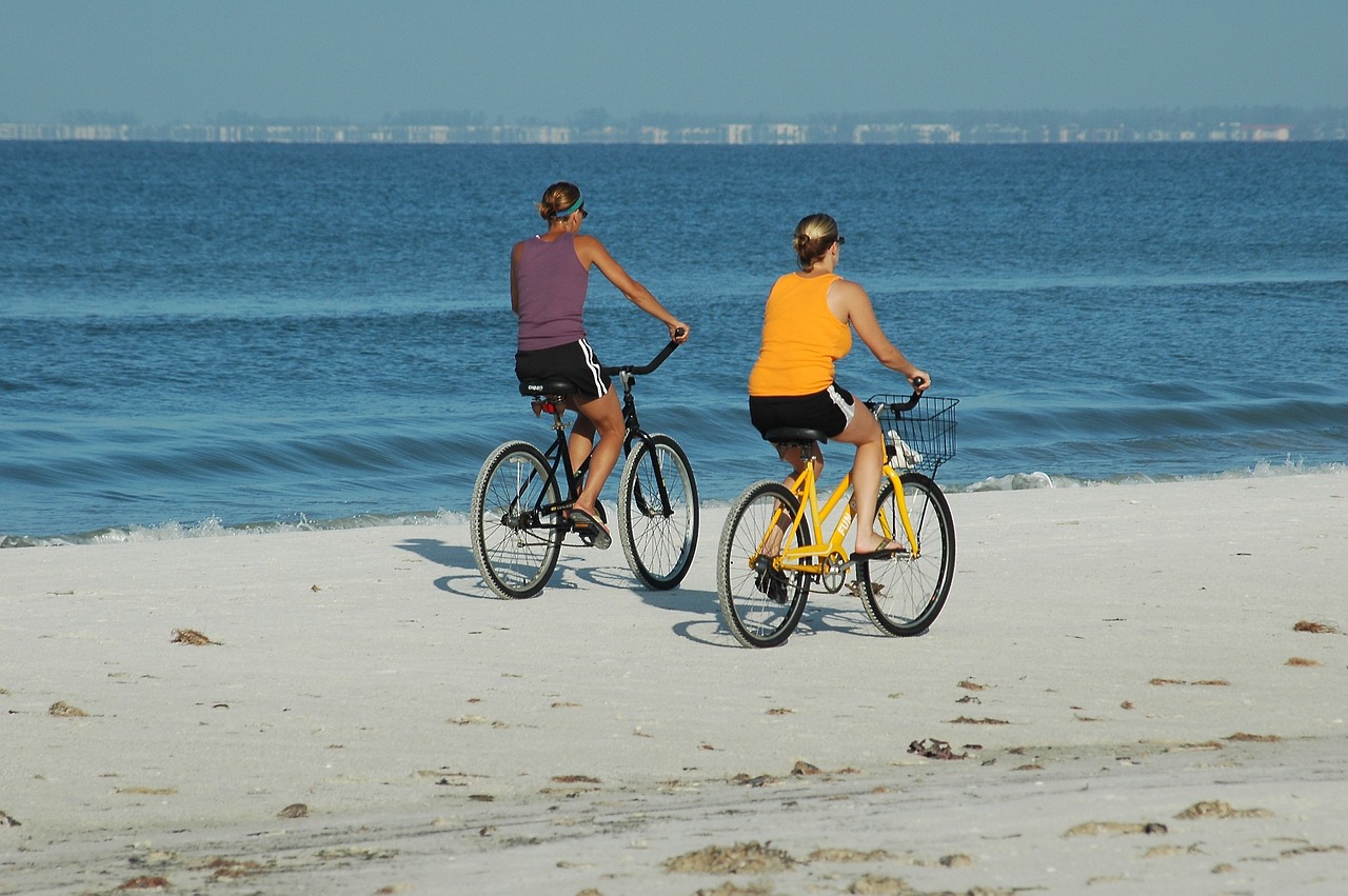 cycling by the beach