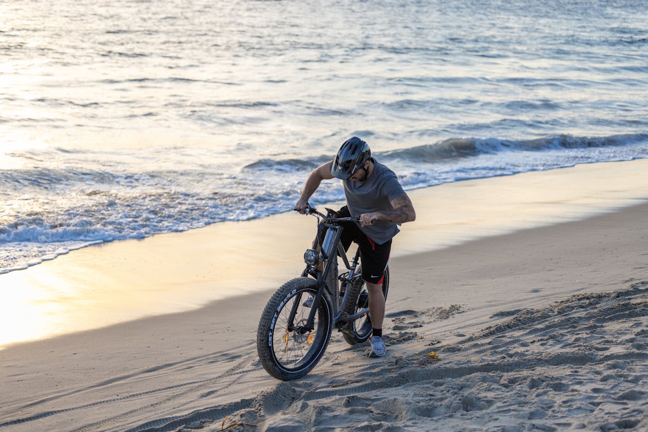 cycling by the beach